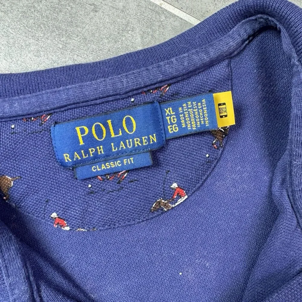 Polo Ralph Lauren Equestrian AOP Pony Mesh Polo Navy XL Classic Fit